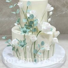 Торт  "Нежность" - Весь декор съедобный !!!  #ТортМастичныеЦветы #ТортТашкент #ТортнаПомолвку #ТортЗаказ